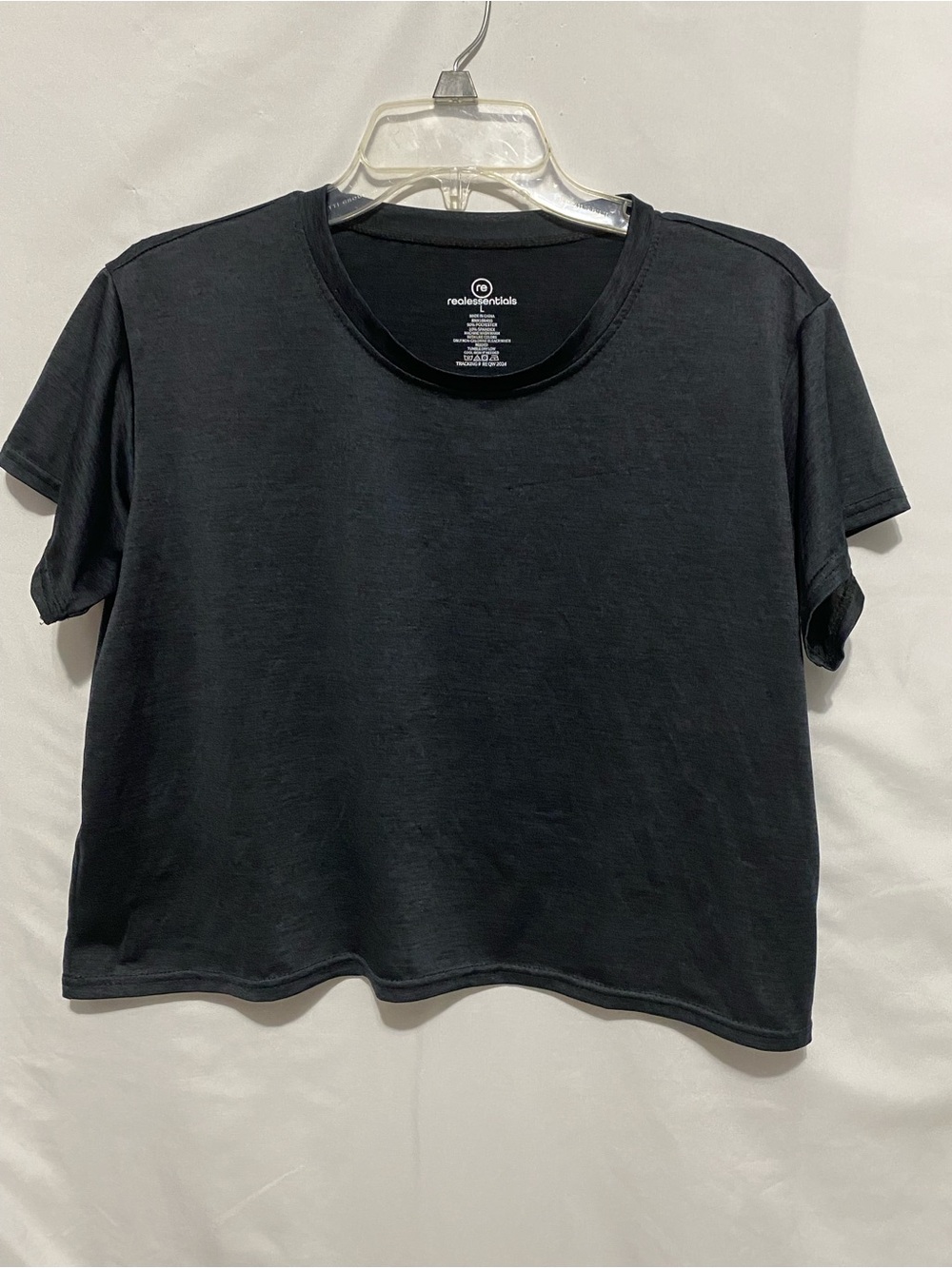 Essentials Black Cropped Crew Tee